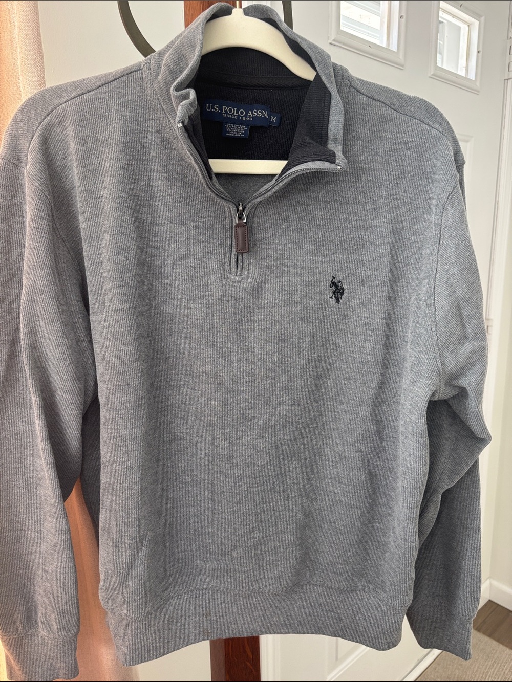 U.S. Polo Assn. Men's Heather Gray Quarter-Zip Pullover